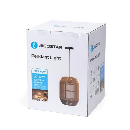 Aigostar - Luster na lanku 1xE27/60W/230V béžová
