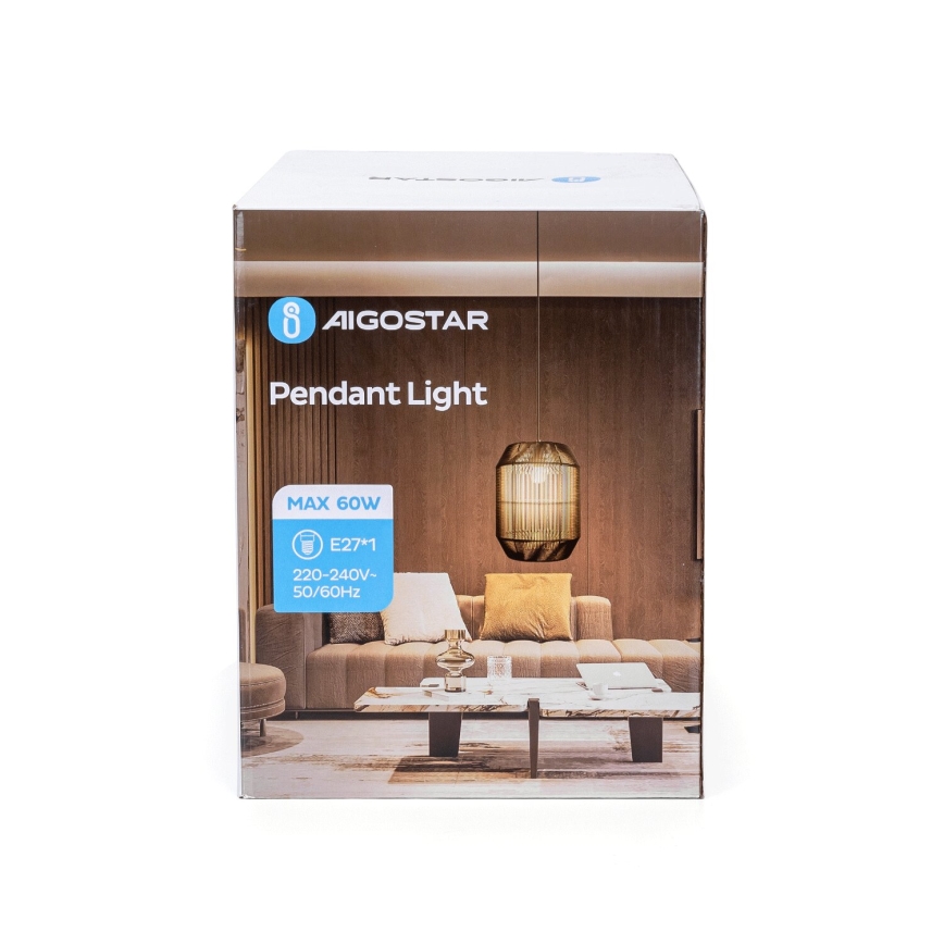 Aigostar - Luster na lanku 1xE27/60W/230V čierna