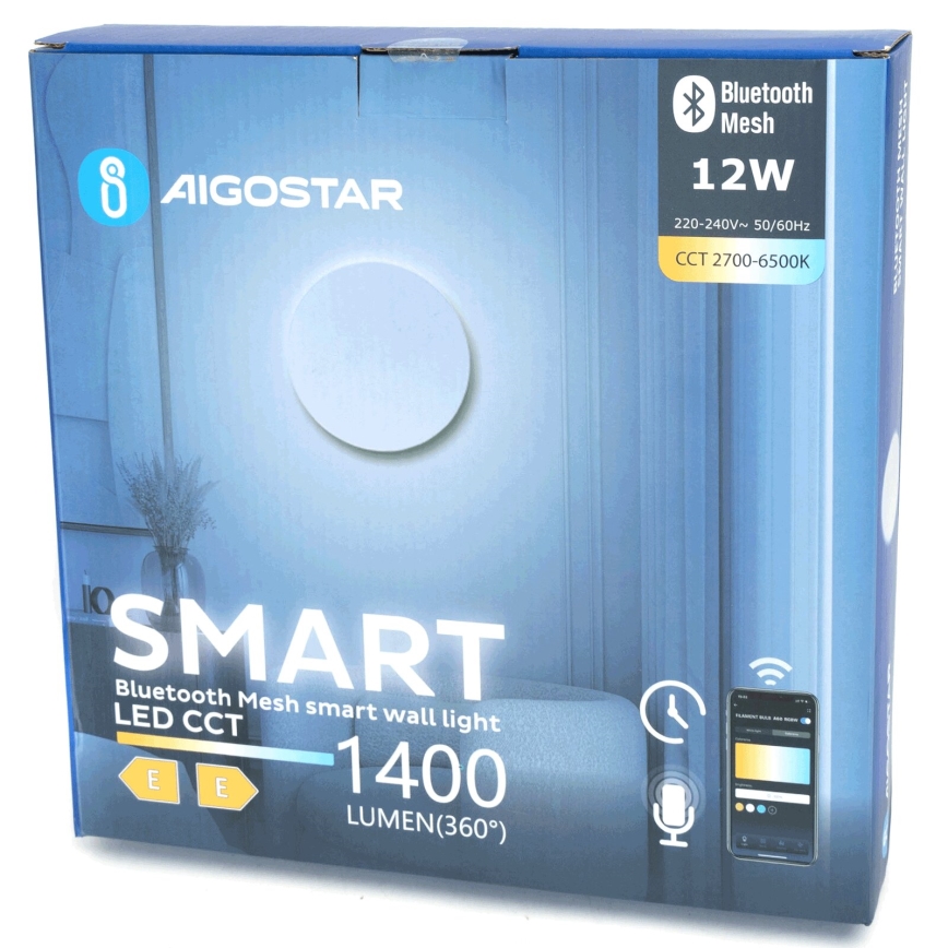 Aigostar - LED stmievateľné nástenné svietidlo MESH Smart LED/12W/230V 2700-6500K biela
