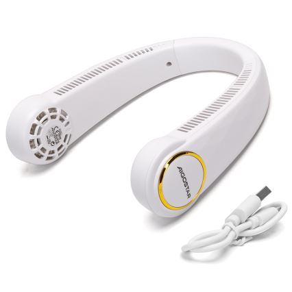 Aigostar - Nabíjací ventilátor na krk 4W/5V 2000mAh biela