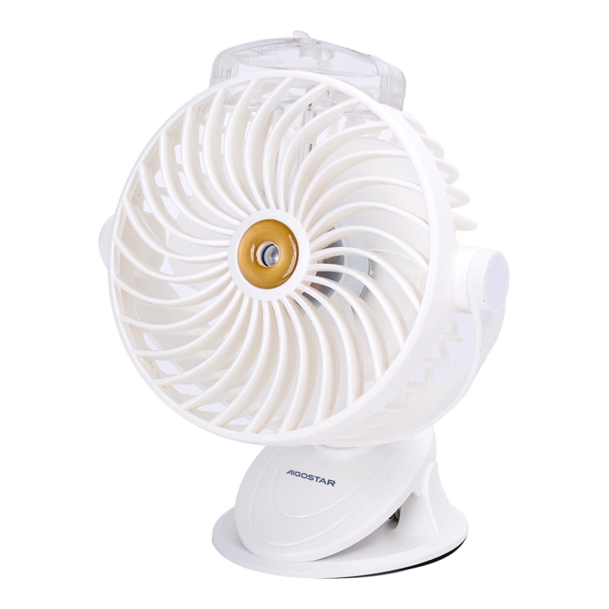 Aigostar - Nabíjací vreckový ventilátor 2W/5V 2400mAh USB biela
