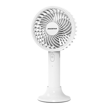 Aigostar - Nabíjací vreckový ventilátor 3W/5V 1500mAh USB biela