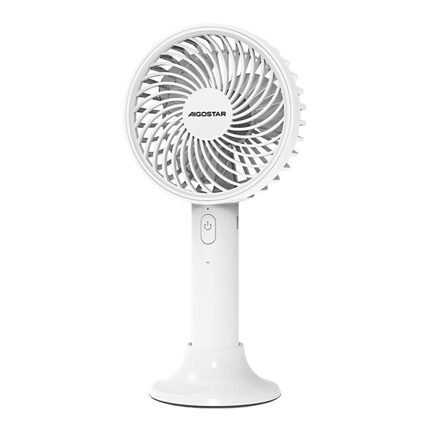 Aigostar - Nabíjací vreckový ventilátor 3W/5V 1500mAh USB biela