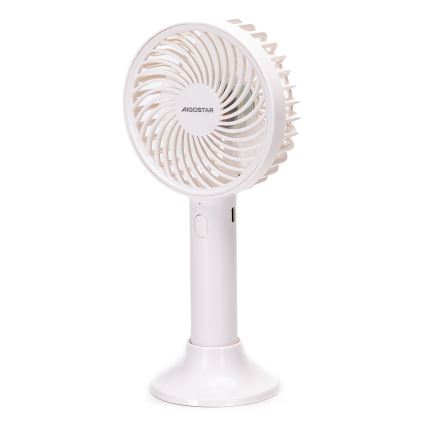 Aigostar - Nabíjací vreckový ventilátor 3W/5V 1500mAh USB biela