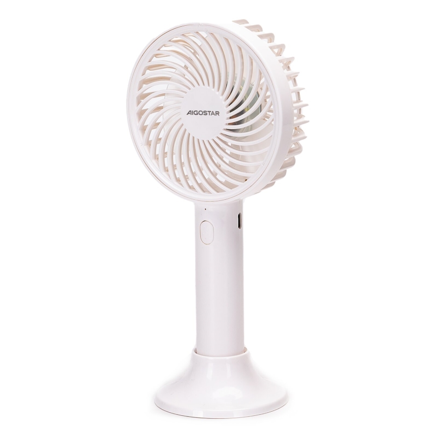 Aigostar - Nabíjací vreckový ventilátor 3W/5V 1500mAh USB biela