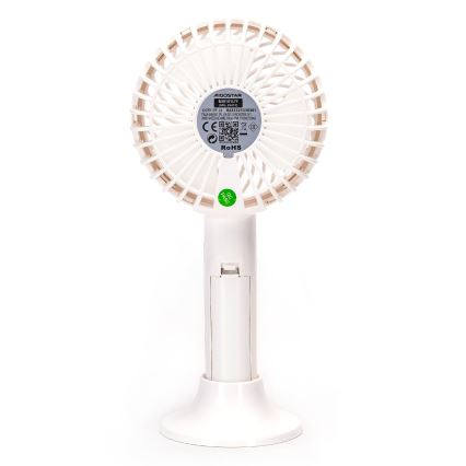 Aigostar - Nabíjací vreckový ventilátor 3W/5V 1500mAh USB biela
