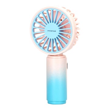 Aigostar - Nabíjací vreckový ventilátor 3W/5V 500mAh USB ružová/modrá