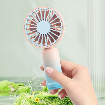 Aigostar - Nabíjací vreckový ventilátor 3W/5V 500mAh USB ružová/modrá