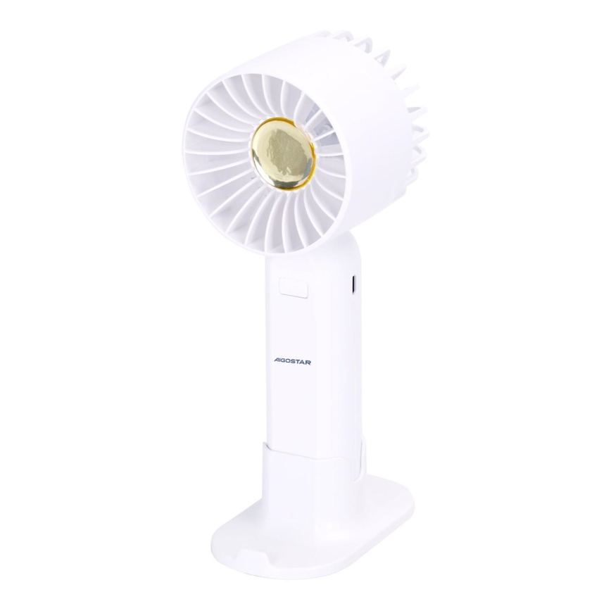 Aigostar - Nabíjací vreckový ventilátor 4W/5V 500mAh USB biela