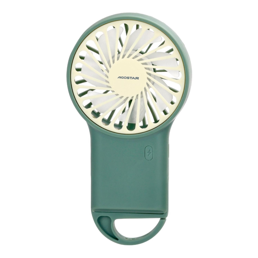 Aigostar - Nabíjací vreckový ventilátor 4W/5V 500mAh USB zelená