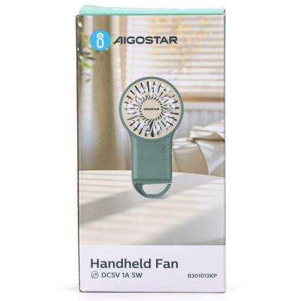 Aigostar - Nabíjací vreckový ventilátor 4W/5V 500mAh USB zelená