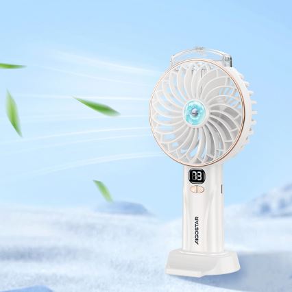 Aigostar - Nabíjací vreckový ventilátor 5W/5V 2400mAh USB biely
