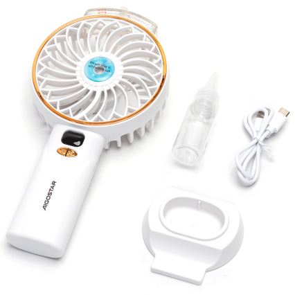 Aigostar - Nabíjací vreckový ventilátor 5W/5V 2400mAh USB biely