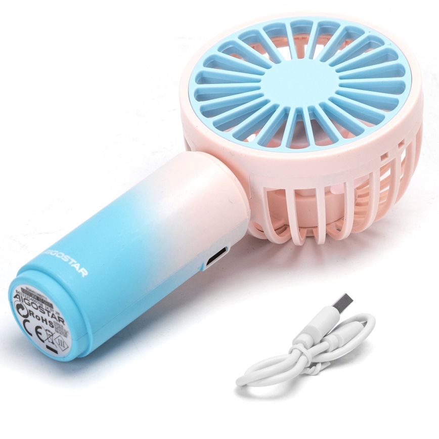 Aigostar - Nabíjateľný vreckový ventilátor 3W/5V 500 mAh USB ružová/modrá