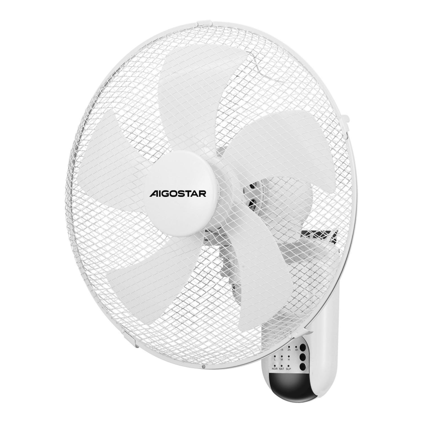 Aigostar -  Nástenný ventilátor 45W/230V biela + diaľkové ovládanie