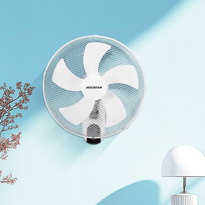 Aigostar -  Nástenný ventilátor 45W/230V biela + diaľkové ovládanie