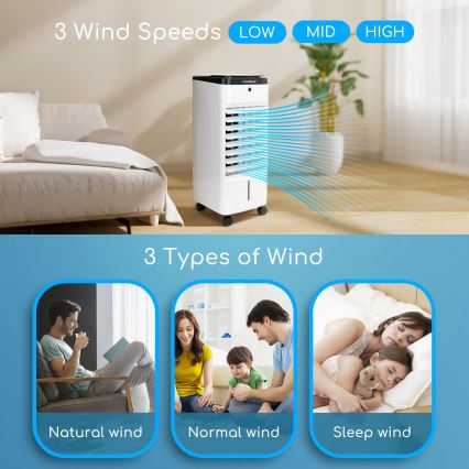 Aigostar - Ochladzovač vzduchu 60W/230V biela/čierna + diaľkové ovládanie