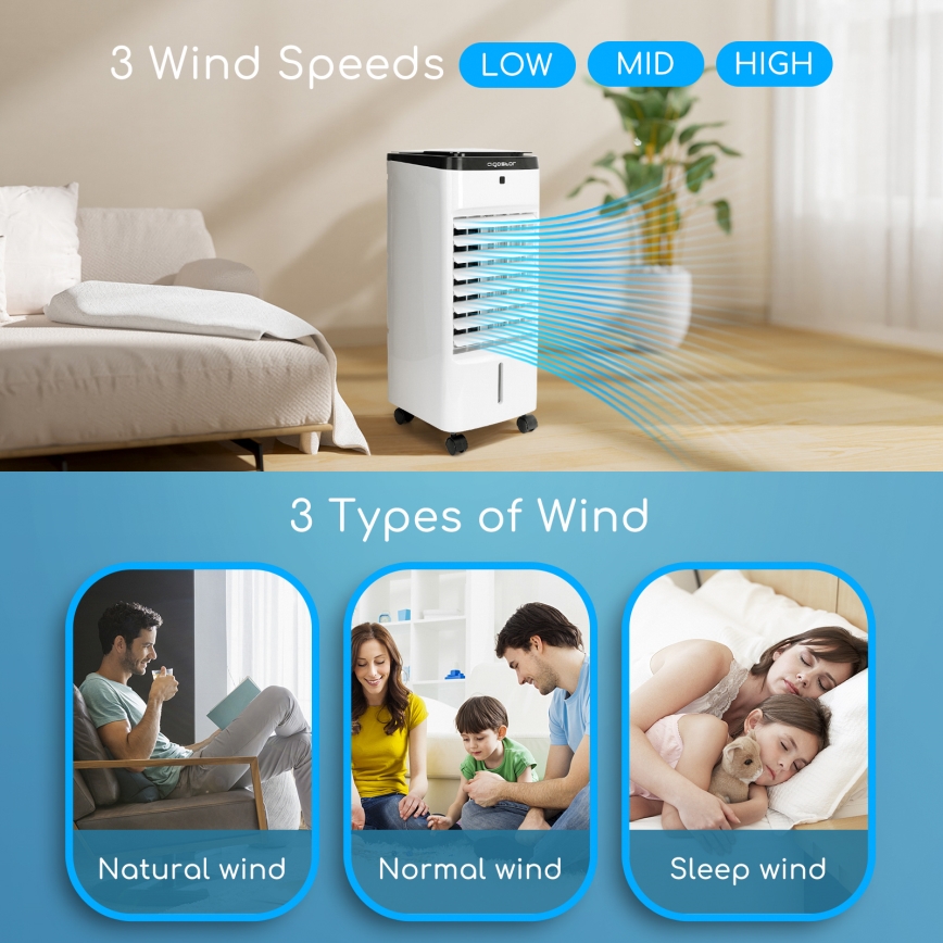 Aigostar - Ochladzovač vzduchu 60W/230V biela/čierna + diaľkové ovládanie