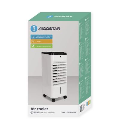 Aigostar - Ochladzovač vzduchu 60W/230V biela/čierna + diaľkové ovládanie