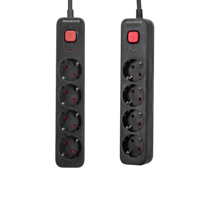 Aigostar - Predlžovací kábel s vypínačom 4Z Typ F 1,5m čierna
