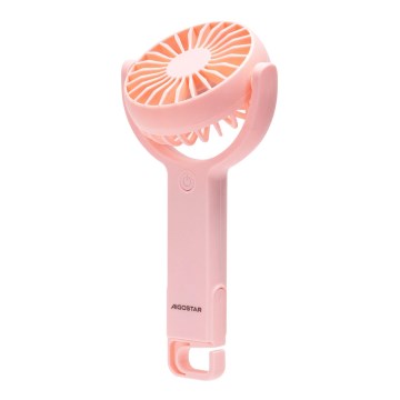 Aigostar - Prenosný nabíjací ventilátor 4,5W/3,7V 1200mAh USB ružový