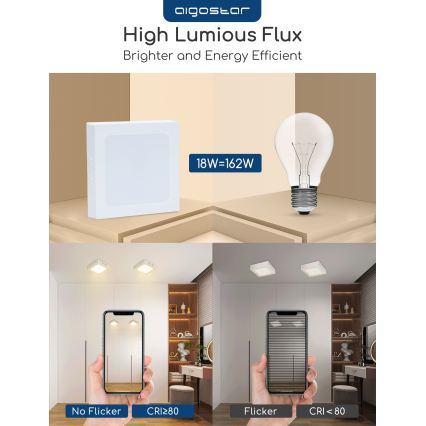 Aigostar - Prisadené stropné LED svietidlo LED/18W/230V 3000K 22,6x22,6 cm biela