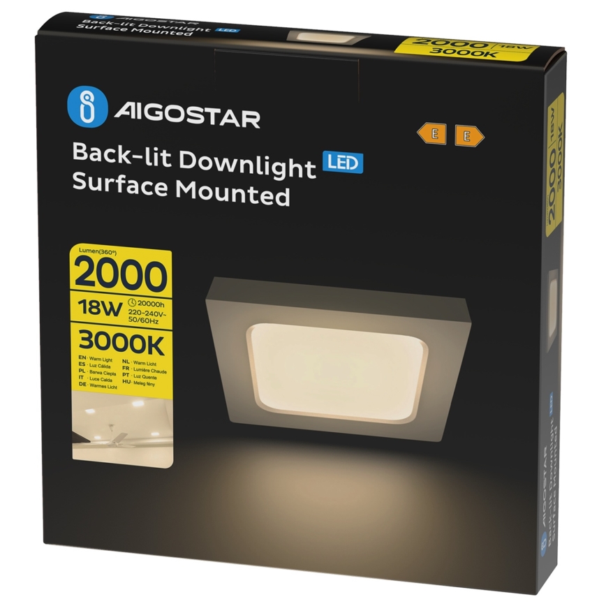 Aigostar - Prisadené stropné LED svietidlo LED/18W/230V 3000K 22,6x22,6 cm biela