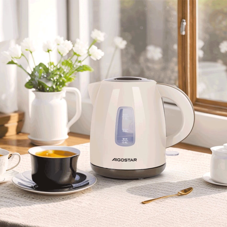 Aigostar - Rýchlovarná kanvica 1,2l 2200W/230V béžová