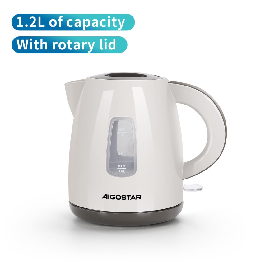 Aigostar - Rýchlovarná kanvica 1,2l 2200W/230V béžová