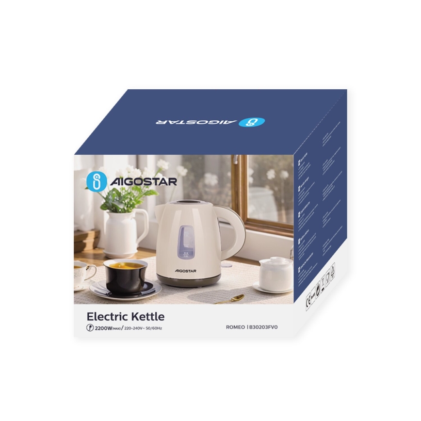 Aigostar - Rýchlovarná kanvica 1,2l 2200W/230V béžová