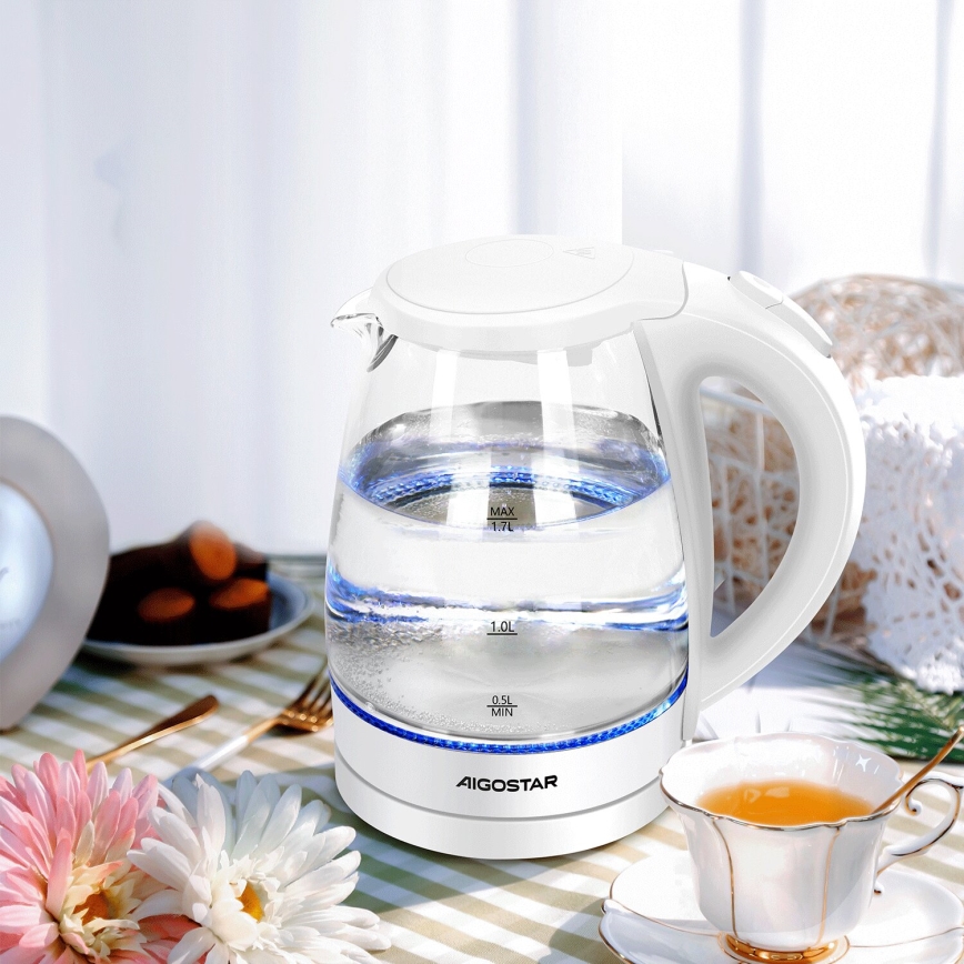 Aigostar - Rýchlovarná kanvica 1,7l 2200W/230V biela