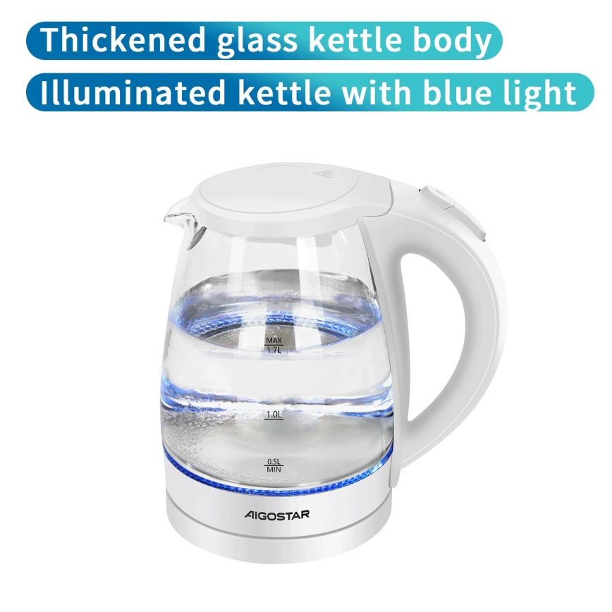 Aigostar - Rýchlovarná kanvica 1,7l 2200W/230V biela