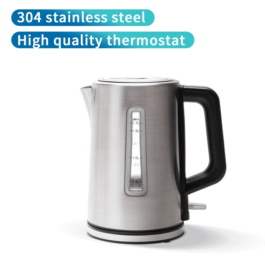 Aigostar - Rýchlovarná kanvica 1,7l 2200W/230V matný chróm