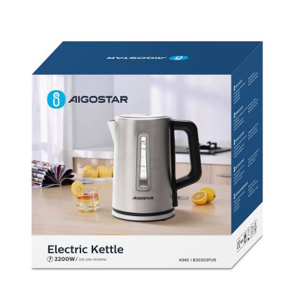 Aigostar - Rýchlovarná kanvica 1,7l 2200W/230V matný chróm