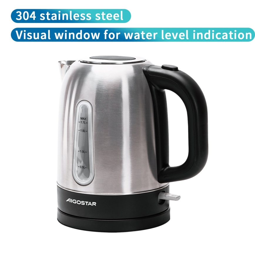 Aigostar - Rýchlovarná kanvica 1,7l 2200W/230V matný chróm
