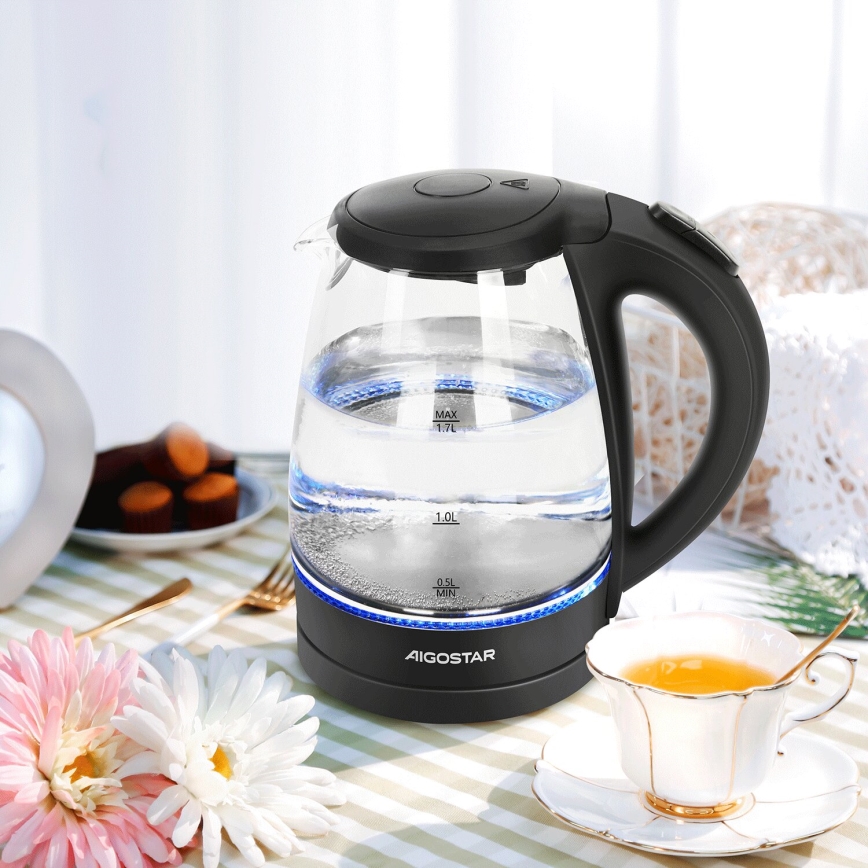 Aigostar - Rýchlovarná kanvica 1,7l 2200W/230V čierna