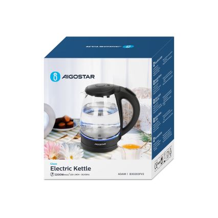 Aigostar - Rýchlovarná kanvica 1,7l 2200W/230V čierna