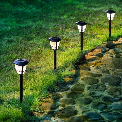 Aigostar - Sada 12 ks solárnych LED lámp LED/0,06 W/2 V 33,8 cm 6500 K 100 mAh IP44 čierna