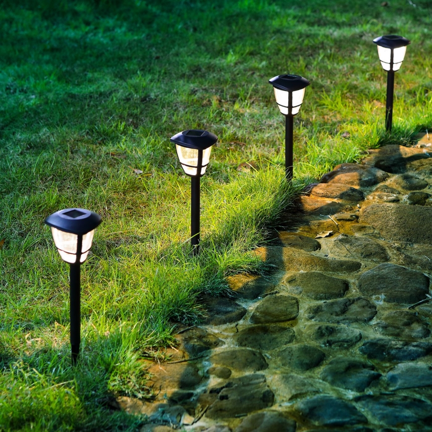 Aigostar - Sada 12 ks solárnych LED lámp LED/0,06 W/2 V 33,8 cm 6500 K 100 mAh IP44 čierna