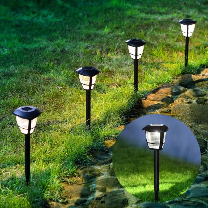 Aigostar - Sada 12 ks solárnych LED lámp LED/0,06 W/2 V 33,8 cm 6500 K 100 mAh IP44 čierna