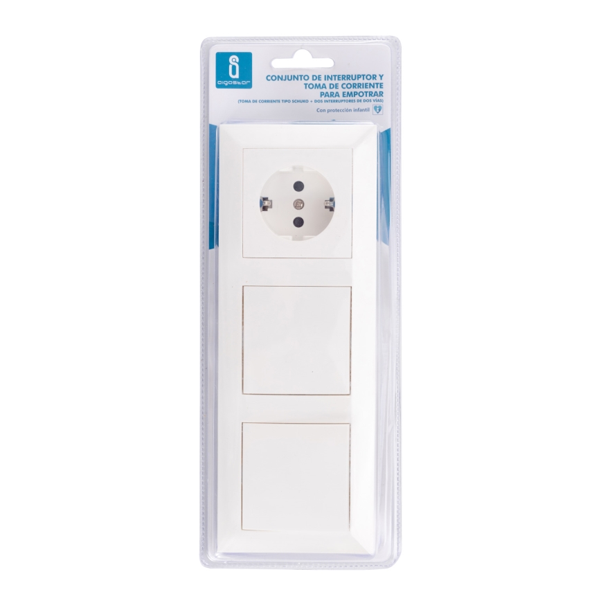 Aigostar - SADA 2x Domový vypínač so zásuvkou 1x16A/250V SCHUKO