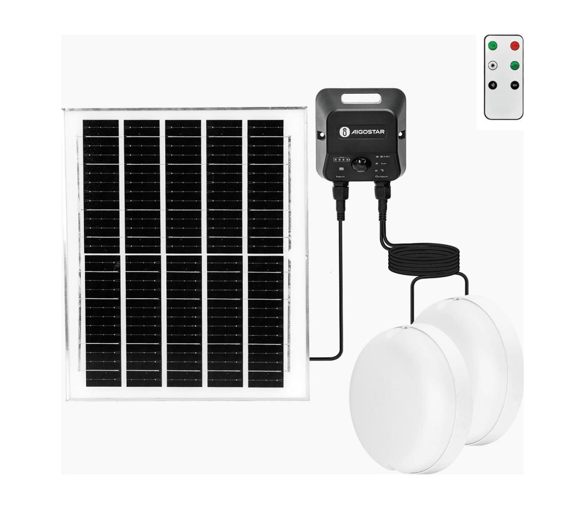 B.V. - Sada 2x LED solárne stropné svietidlo LED/3,7V 12000 mAh IP65 + diaľkové ovládanie B1020135L
