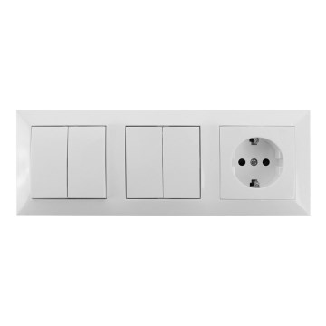 Aigostar - SADA 2x Spínač domový 2-tlačidlový so zásuvkou 1x16A/250V SCHUKO