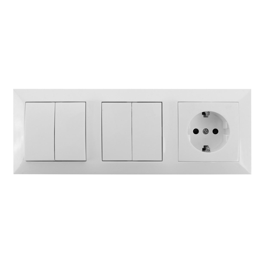 Aigostar - SADA 2x Spínač domový 2-tlačidlový so zásuvkou 1x16A/250V SCHUKO