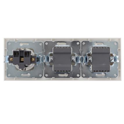 Aigostar - SADA 2x Spínač domový 2-tlačidlový so zásuvkou 1x16A/250V SCHUKO