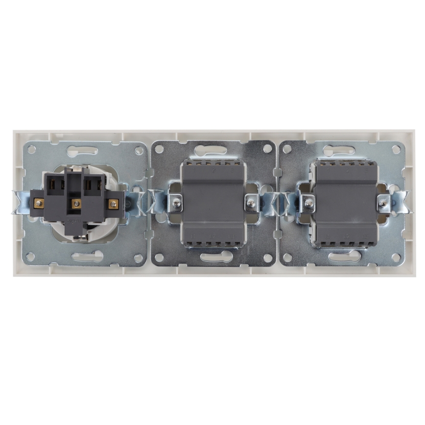 Aigostar - SADA 2x Spínač domový 2-tlačidlový so zásuvkou 1x16A/250V SCHUKO
