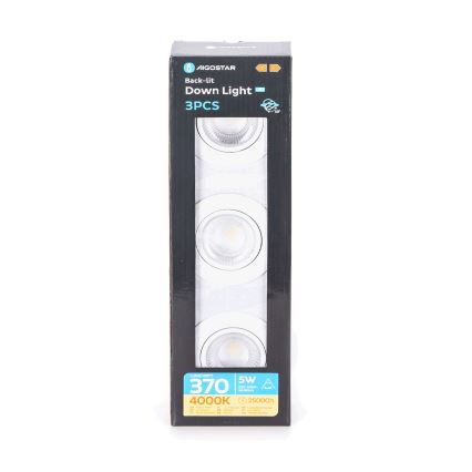 Aigostar - SADA 3 ks zapustených LED svietidiel 5W/230V 4000K Ø 8,5 cm biela