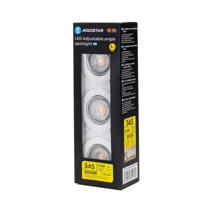 Aigostar - SADA 3x LED Podhľadové svietidlo 1xGU10/4,5W/230V 3000K biela
