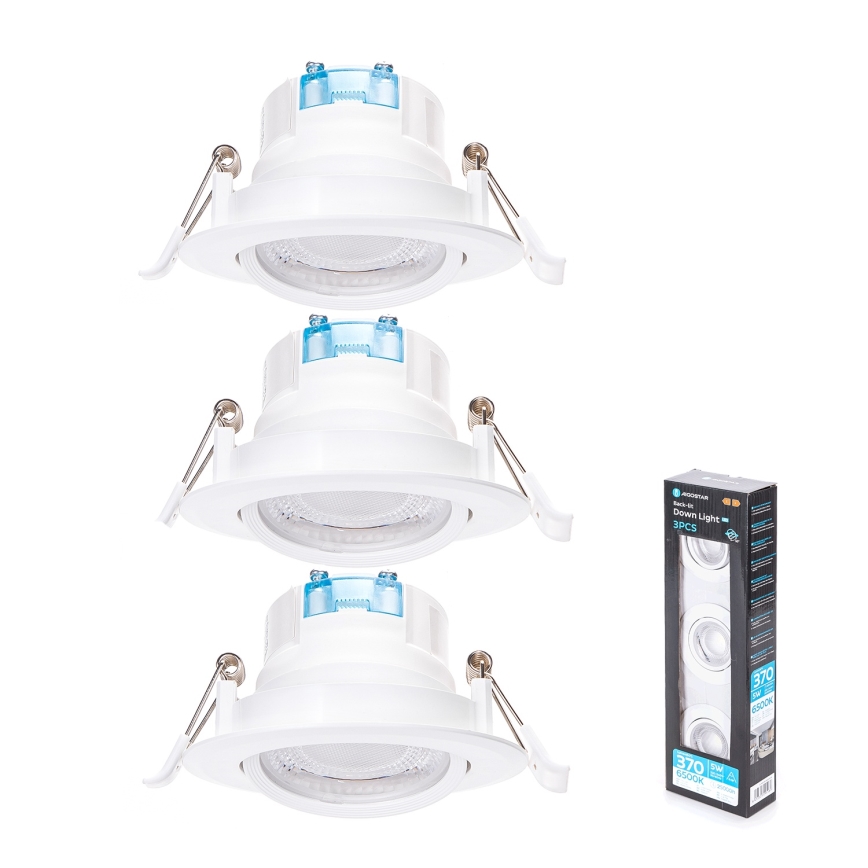 Aigostar - SADA 3x LED podhľadové svietidlo LED/5W/230V 6500K pr. 8,5 cm biela