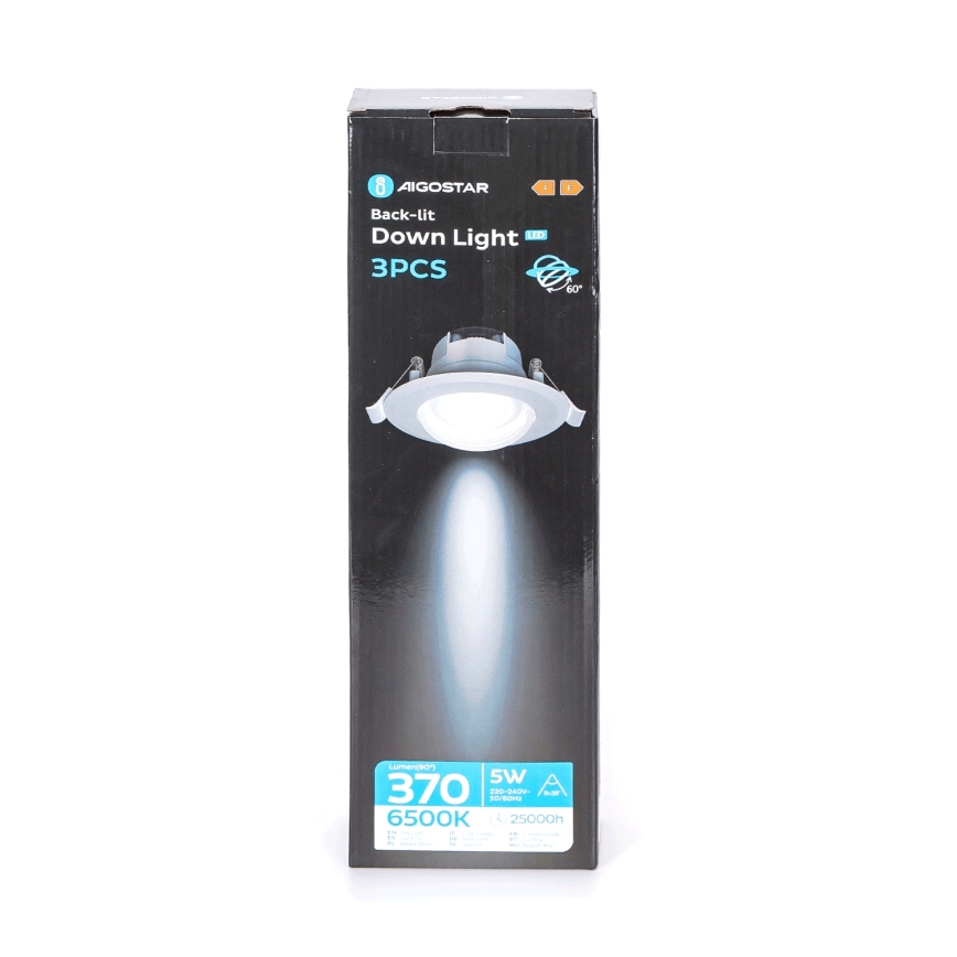 Aigostar - SADA 3x LED podhľadové svietidlo LED/5W/230V 6500K pr. 8,5 cm biela